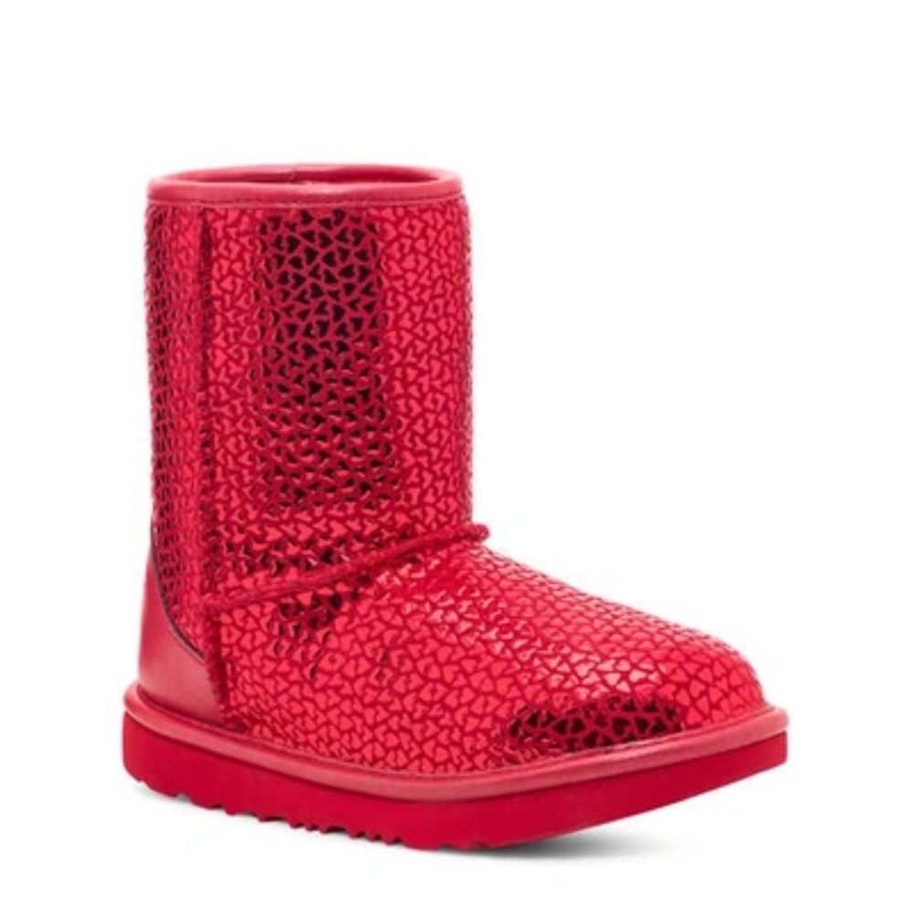UGG Kids Classic II Gel Hearts Red Boots Size 5 EU 37 NWT